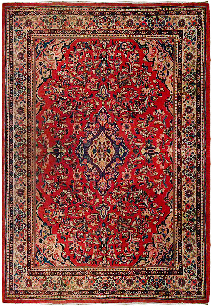 9.4 x 12.6 Semi Antique Persian Sarouk Mahal Rug 73098