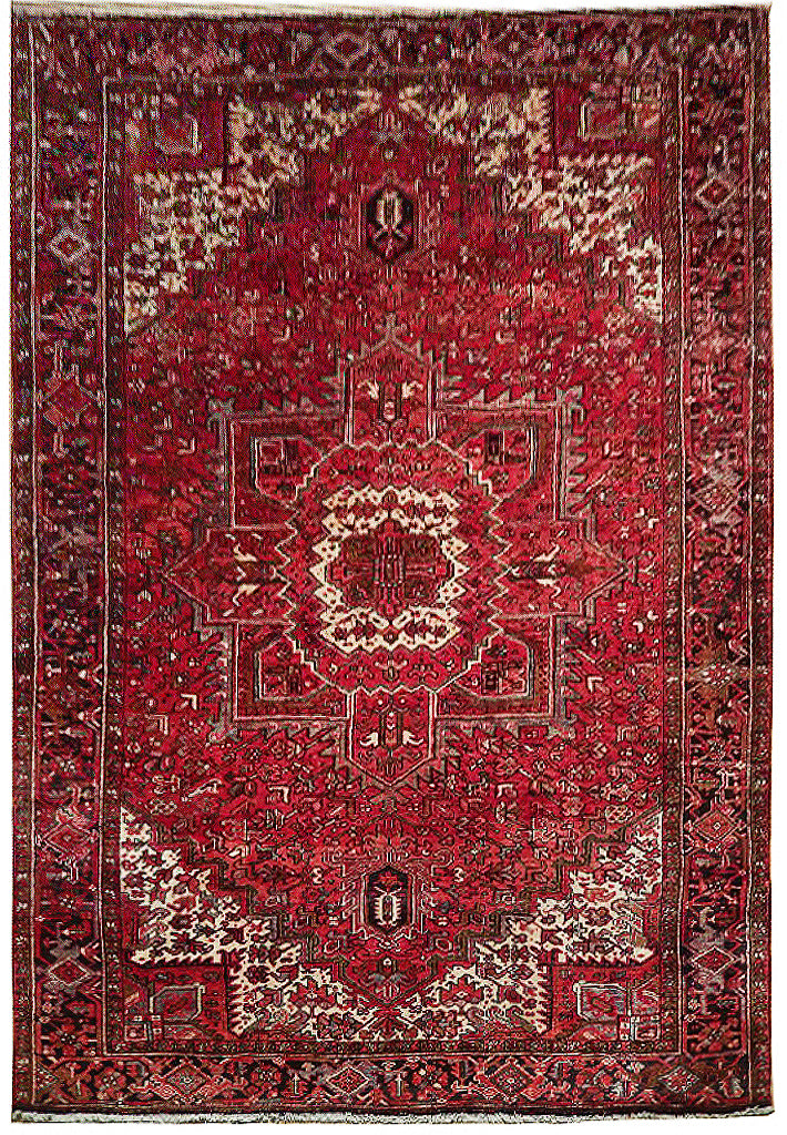 9.4 x 12.7 Red Semi-Antique Persian Heriz Rug 73149