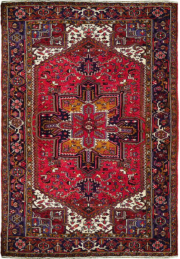 8.3 x 11 Oriental Red Semi-Antique Persian Heriz Rug 73164