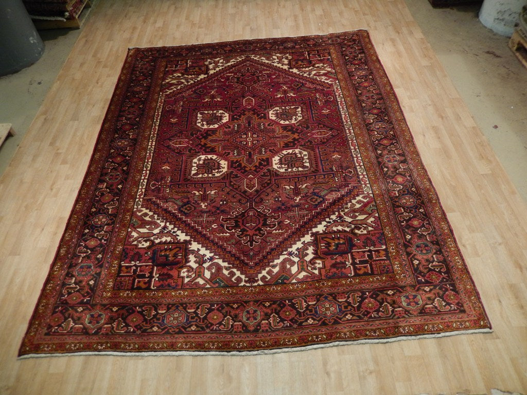 8.2 x 10.7 Red Semi-Antique Persian Heriz Rug 73168