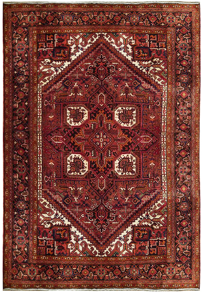8.2 x 10.7 Red Semi-Antique Persian Heriz Rug 73168