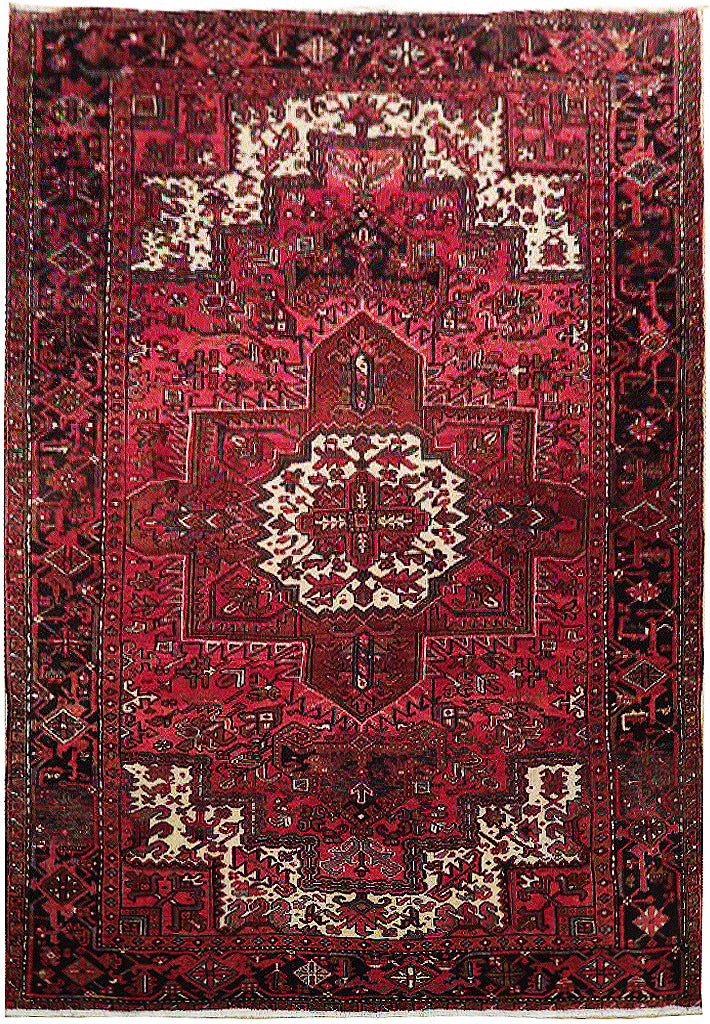 7.10 x 10.7 Maroon Semi-Antique Persian Heriz Rug #B-73181