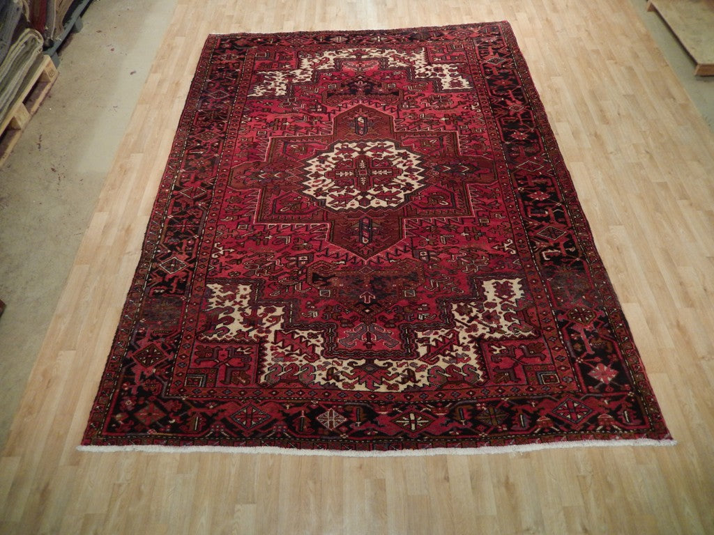 7.10 x 10.7 Maroon Semi-Antique Persian Heriz Rug #B-73181