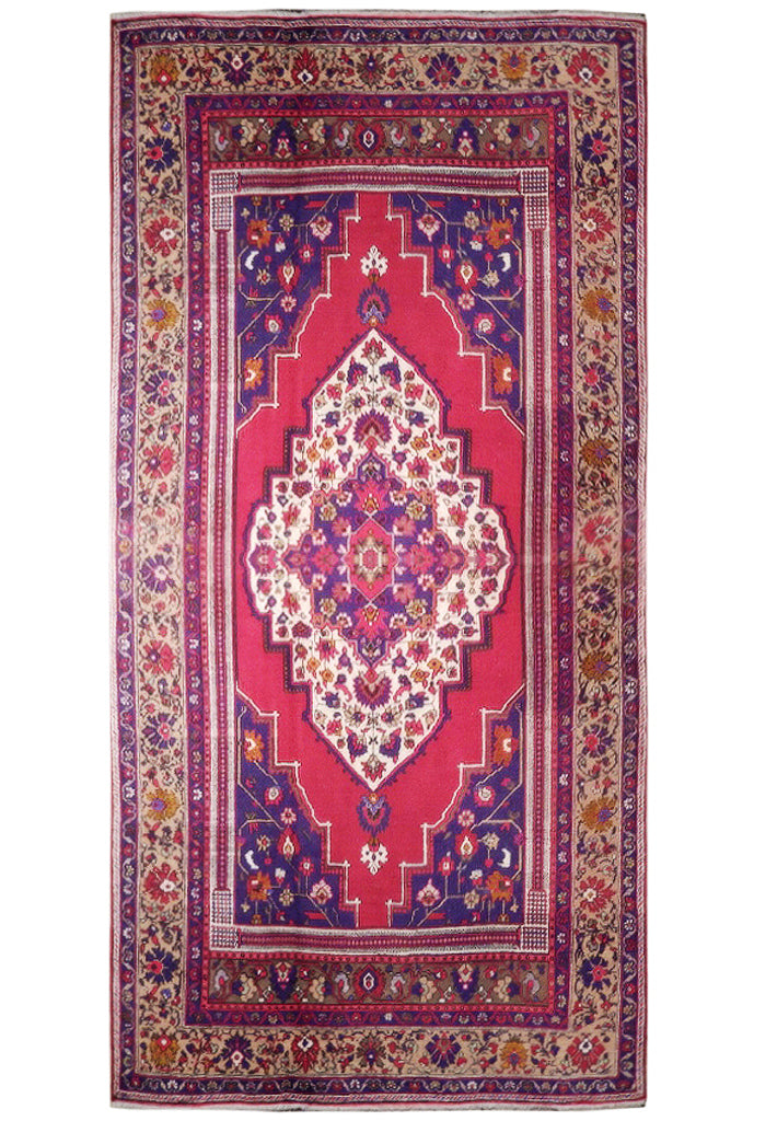 6.8 x 11.4 Red Semi-Antique Russian Kazak Runner 73214