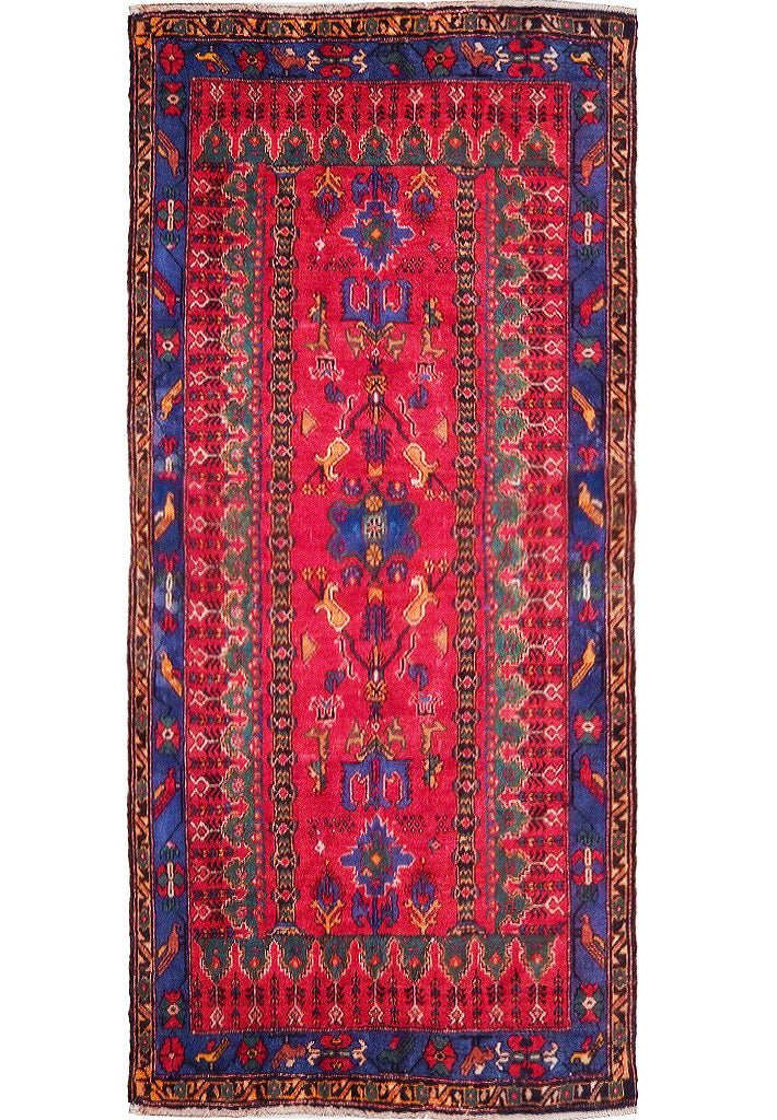 4.8 x 7.7 Red Semi Antique Russian Kazak Runner 73226