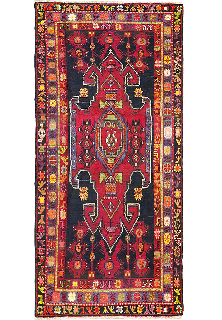 4.10 x 8.6 Red Semi Antique Russian Kazak Runner 73434