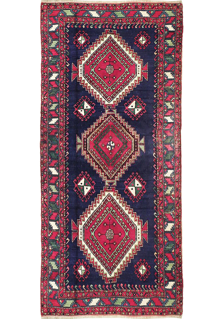 5.2 x 8.3 Magenta Pink Semi Antique Russian Kazak Runner 73455