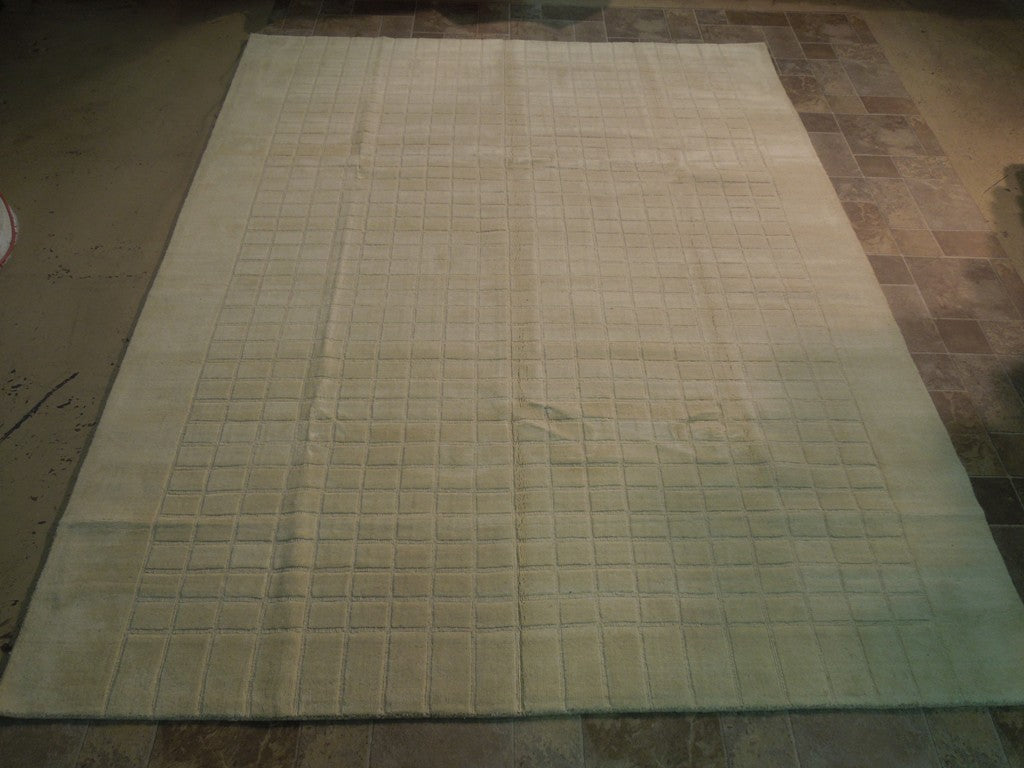 8 x 10 Beige Contemporary Wool handmade Rug #B-73485