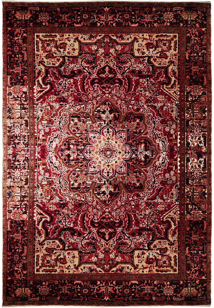 8.4 x 11.8 Semi-Antique Persian Heriz Rug FADED 73503