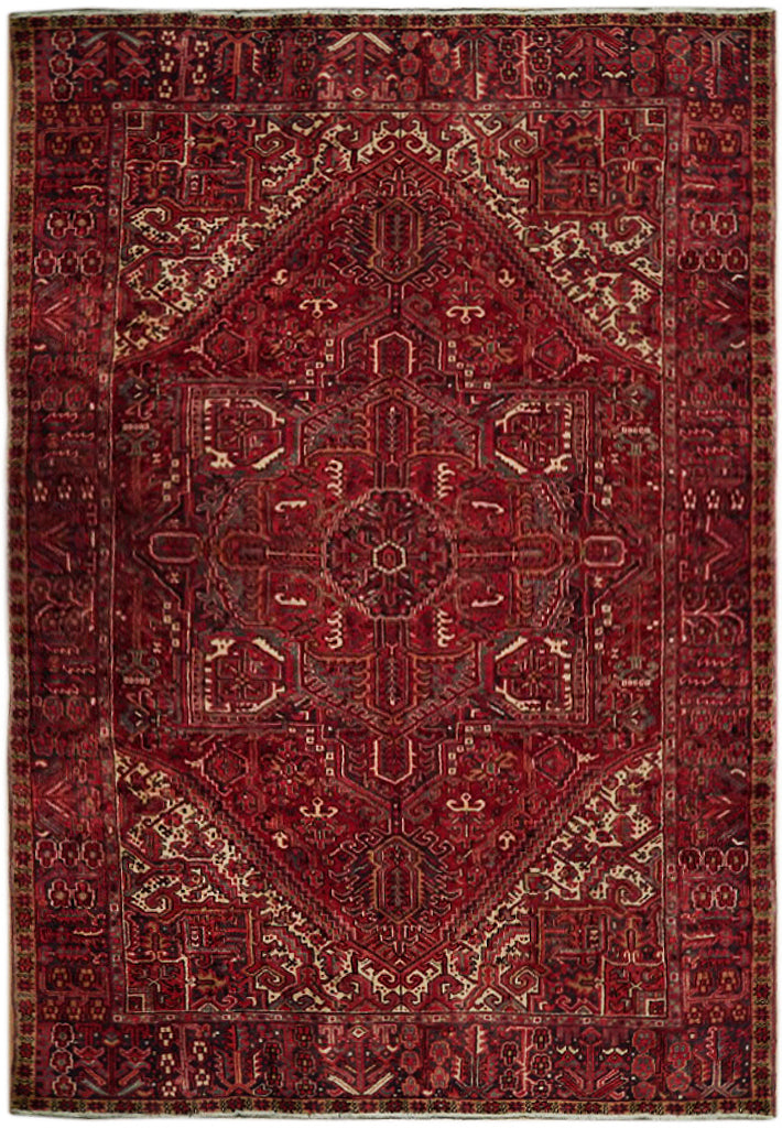 SOLD OUT - NOT AVAILABLE 7.10 x 11.5 Red Semi-Antique Persian Heriz Rug 73504