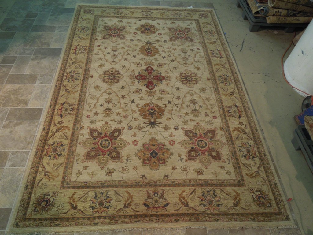 6.7 x 10 Ivory Vegetable Dyed Chobi Rug 73618