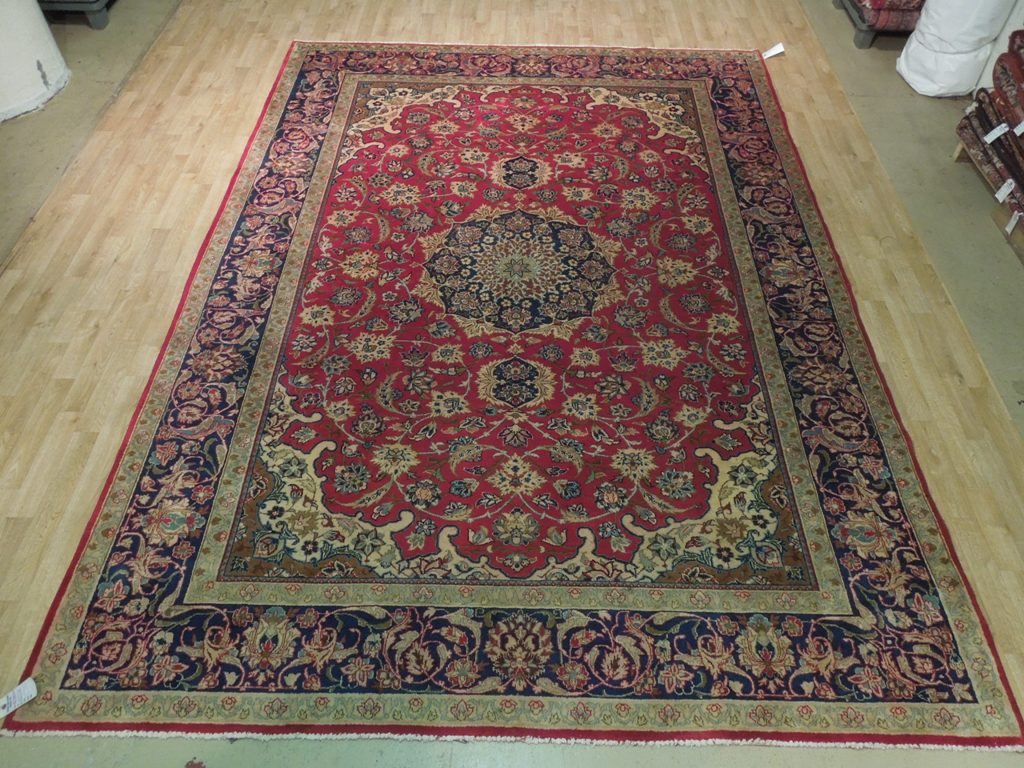 8.4 x 12 Red Semi-Antique Persian Tabriz Rug 73825