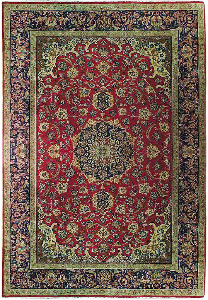 8.4 x 12 Red Semi-Antique Persian Tabriz Rug 73825