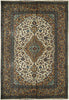 Load image into Gallery viewer, 6.6 x 10 Ivory Semi-Antique Persian Kashan Rug 73913