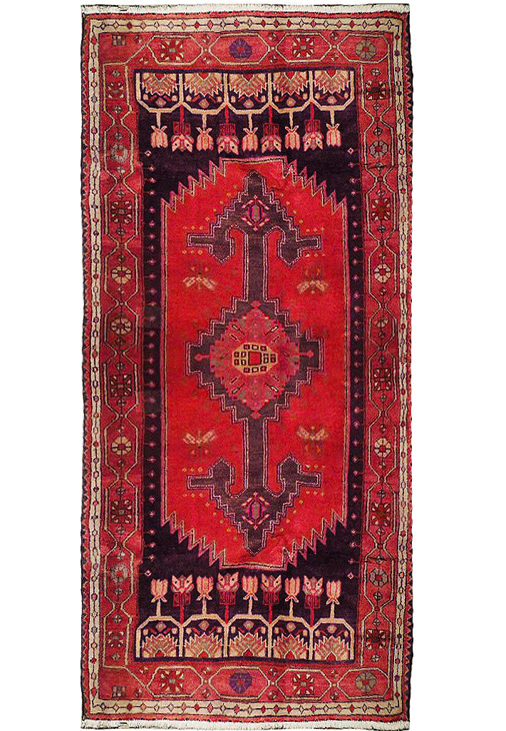 3.9 x 7.6 Semi-Antique Persian Hamadan Rug 73958