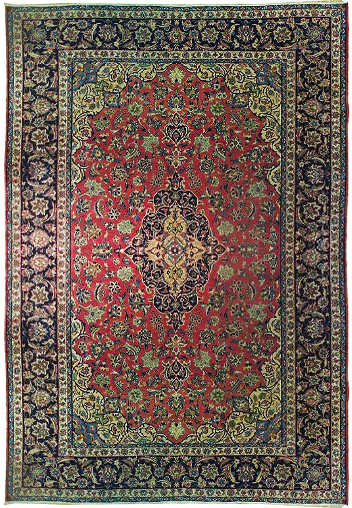 9.5 x 13 Semi-Antique Persian Kashan Traditional Rug 74417