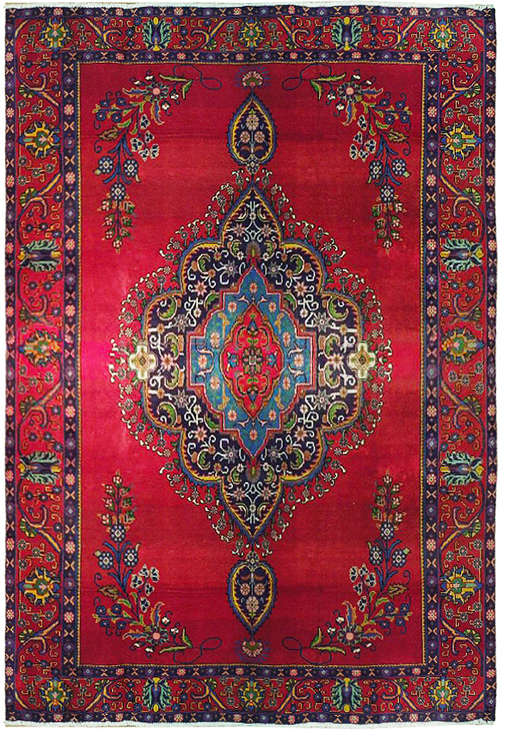 9.2 x 12.7 Vintage Persian Tabriz Wool Rug 74422