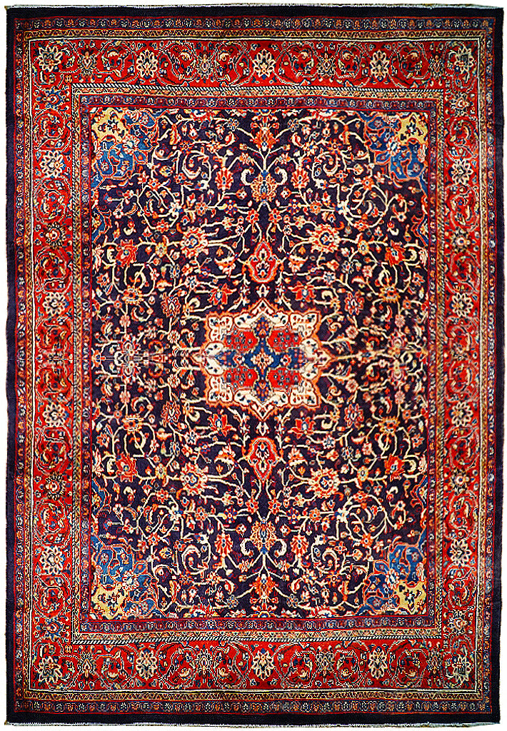 9.4 x 12.8 BLUE Semi Antique Persian Mahal Kord Bijar Rug 74636