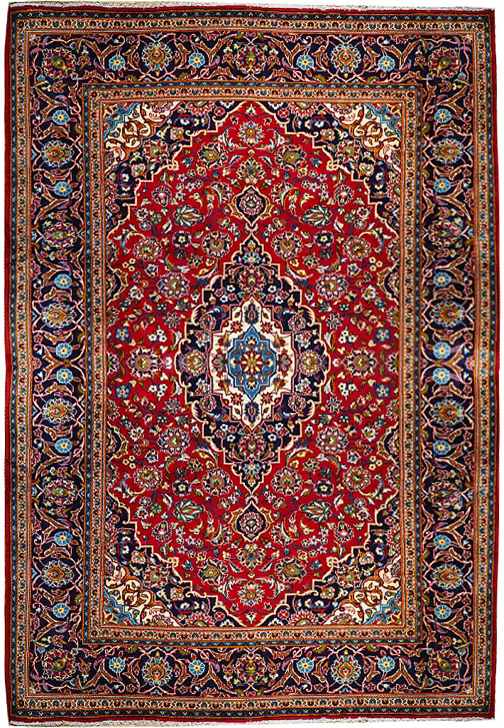 7.11 x 11.5 Red Fine Quality Persian Kashan Rug 74688