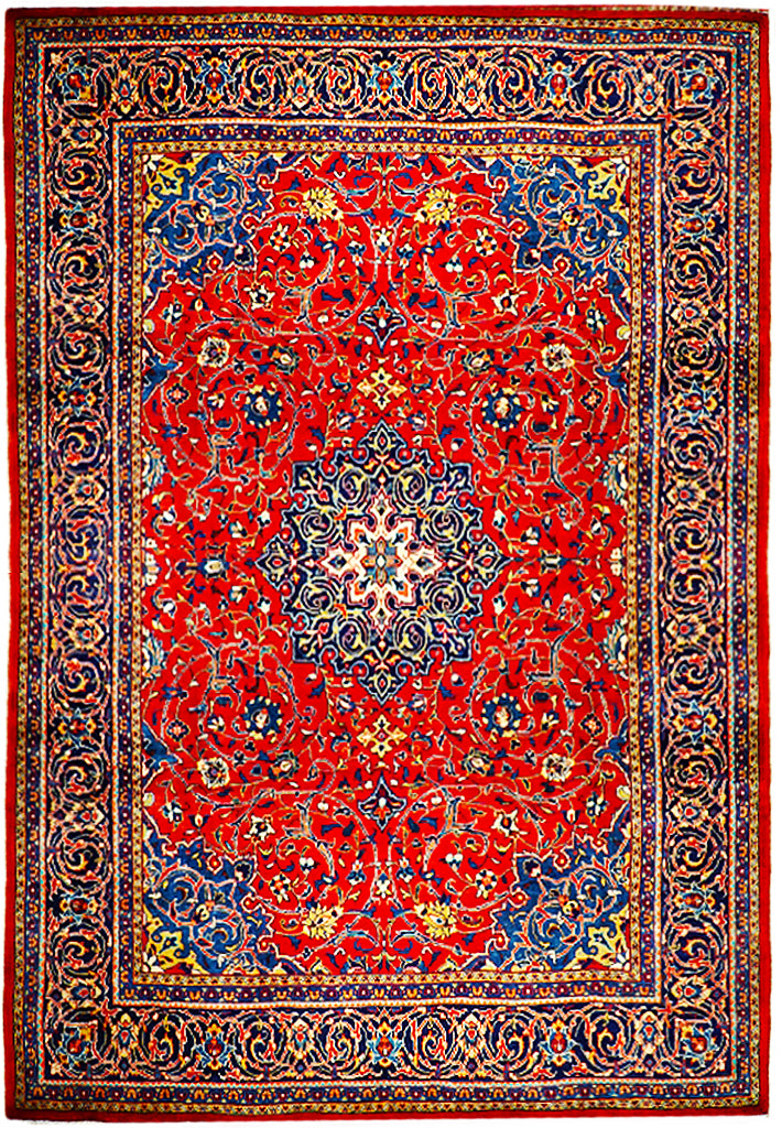 9.5 x 11.11 RED Semi Antique Persian Sarouk Rug 74731