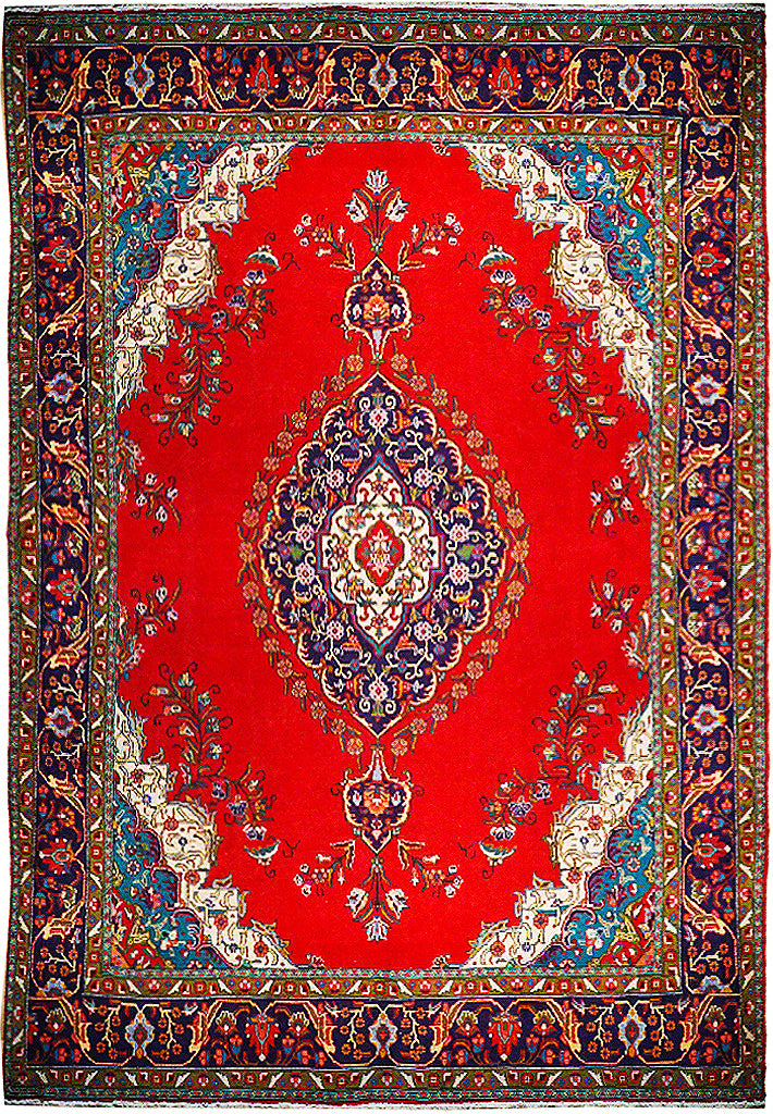 10.1 x 13.1 Red Open Field Persian Sarouk Rug 74837