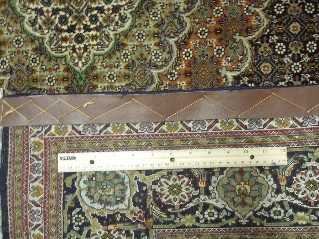 5 x 6.4 Black Wool & Silk Fine Quality Persian Tabriz Mahi Rug 74984