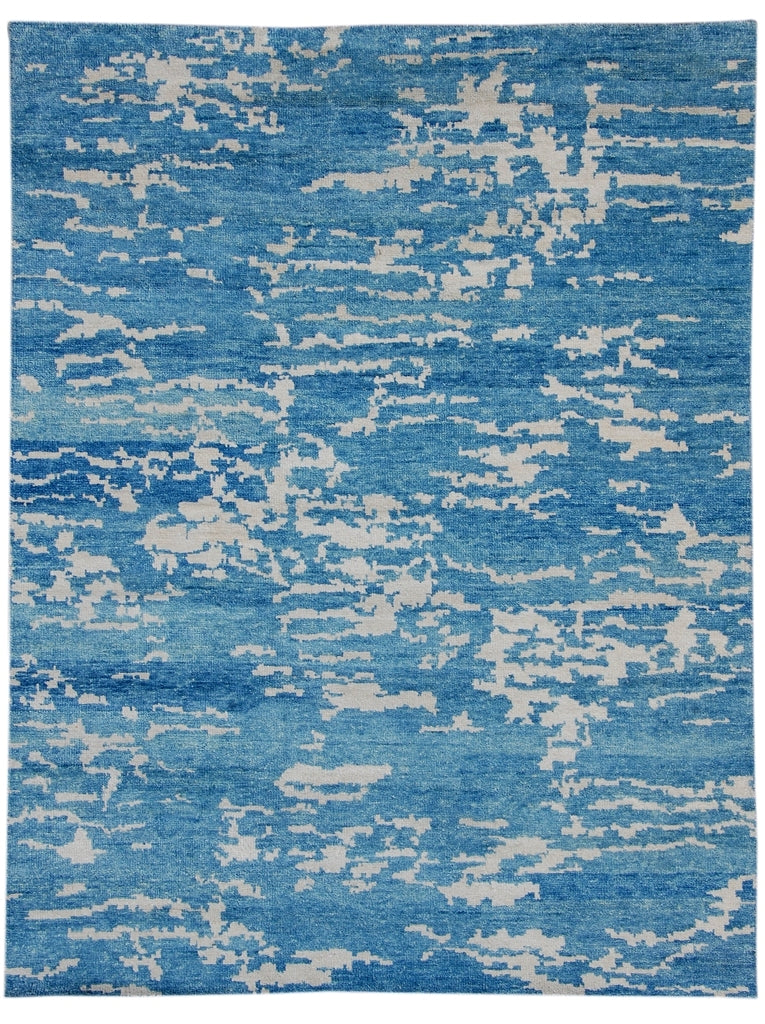 7.11 x 9.11 Light Turquoise Blue Transitional Modern Handmade Rug #B-75245