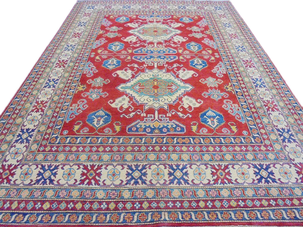 13.2 x 9.6 Tiger Orange Kazak Rug 75541