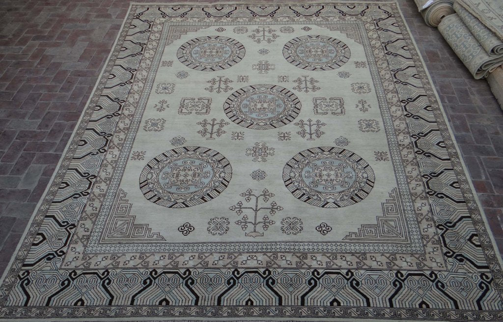 9.4 x 11.9 Handmade Vegetable Dyed Chobi Peshawar Rug 77513