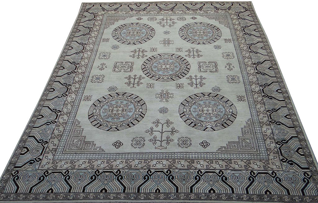 9.4 x 11.9 Handmade Vegetable Dyed Chobi Peshawar Rug 77513