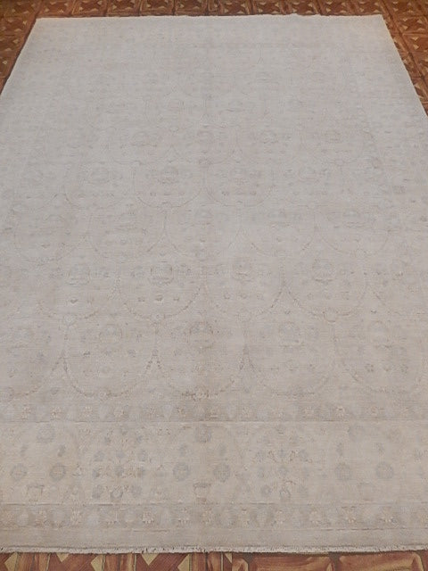 7.10 x 10.1 Grey Vegetable Dyed Fine Chobi Peshawar Rug - Pakistan #B-77593