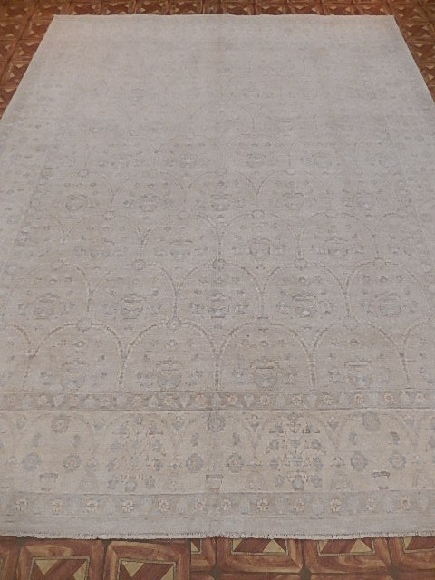 7.10 x 10.1 Grey Vegetable Dyed Fine Chobi Peshawar Rug - Pakistan #B-77593
