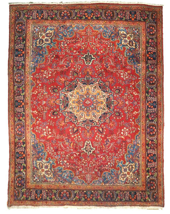 10x13 Authentic Hand-knotted Semi-Antique Persian Mashad - Rug - bestrugplace