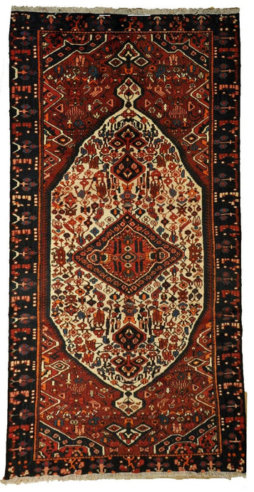 4x9 Authentic Hand-knotted Semi-Antique Persian Hamadan - Rug - bestrugplace