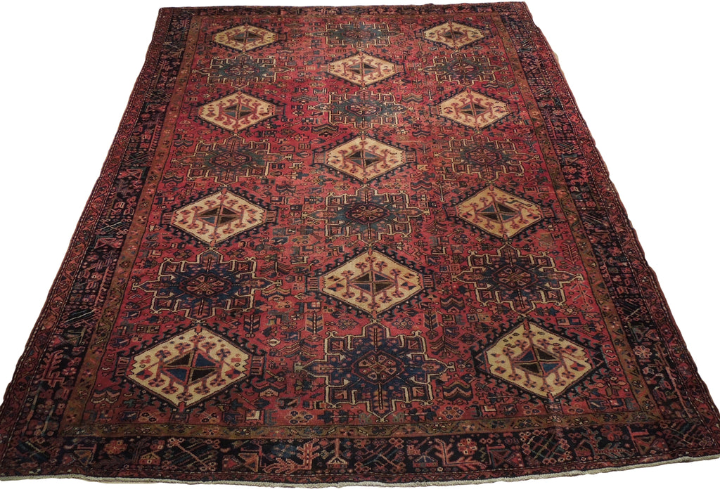 9.5 x 12.6 Maroon Antique Persian Karaja Rug 79588