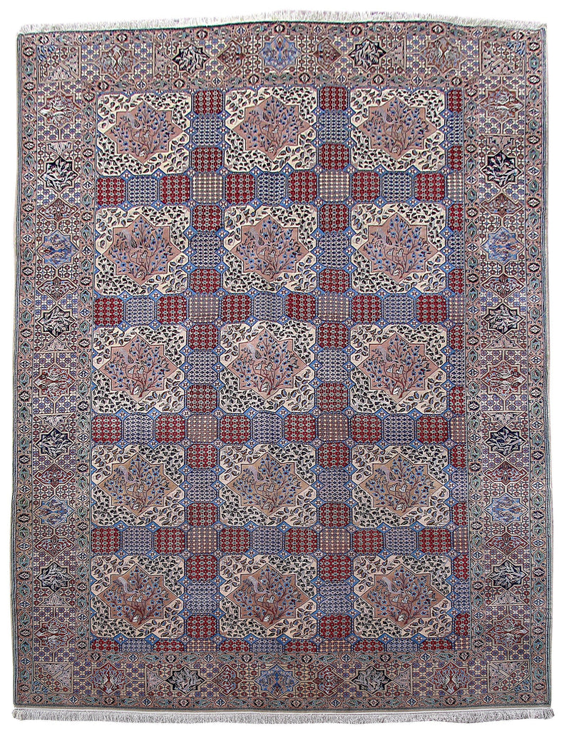 10x13 Authentic Hand Knotted Persian Wool & Silk Nain Rug - Iran - bestrugplace