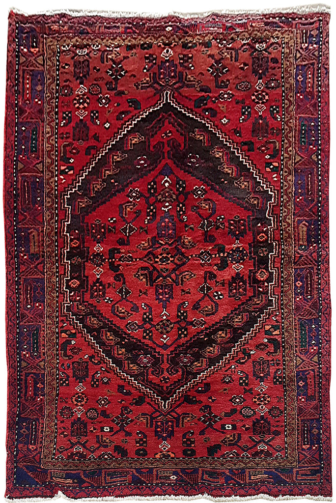4.9 x 7.2 Red Persian Hamadan Rug 80237