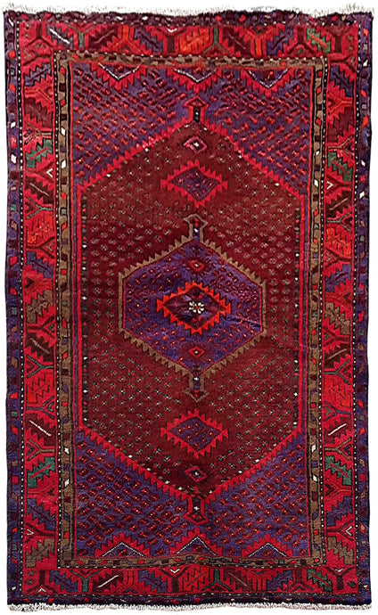 4x7 Authentic Hand Knotted Persian Hamadan Rug - Iran - bestrugplace