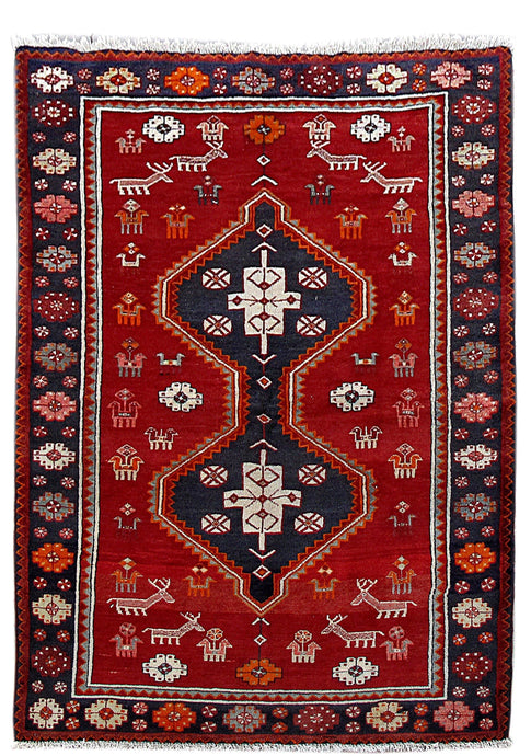 4x7 Authentic Hand Knotted Persian Hamadan Rug - Iran - bestrugplace