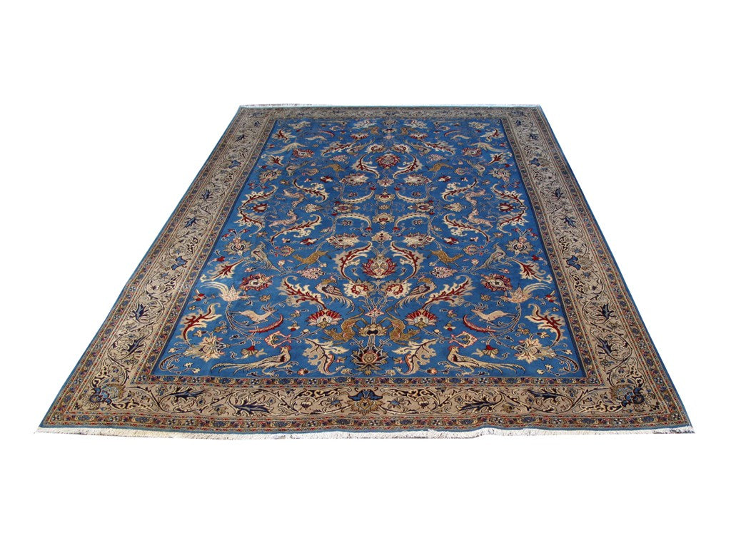 9.2 x 12.7 Blue Persian Qum Rug 80550