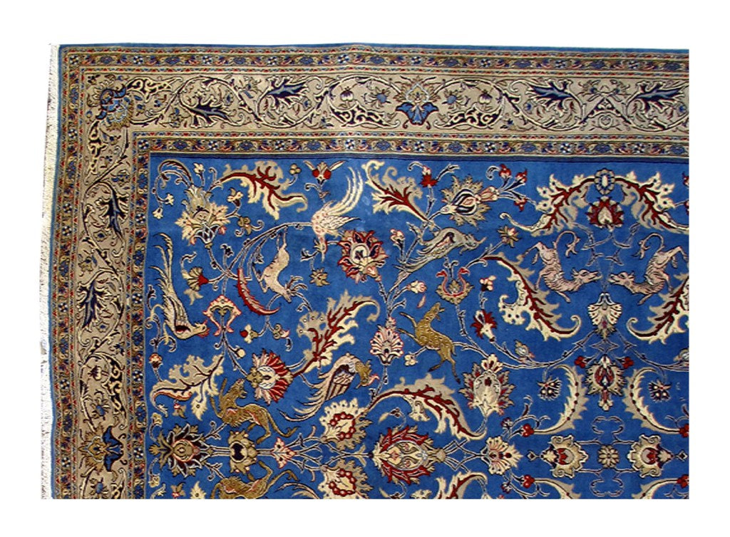 9.2 x 12.7 Blue Persian Qum Rug 80550