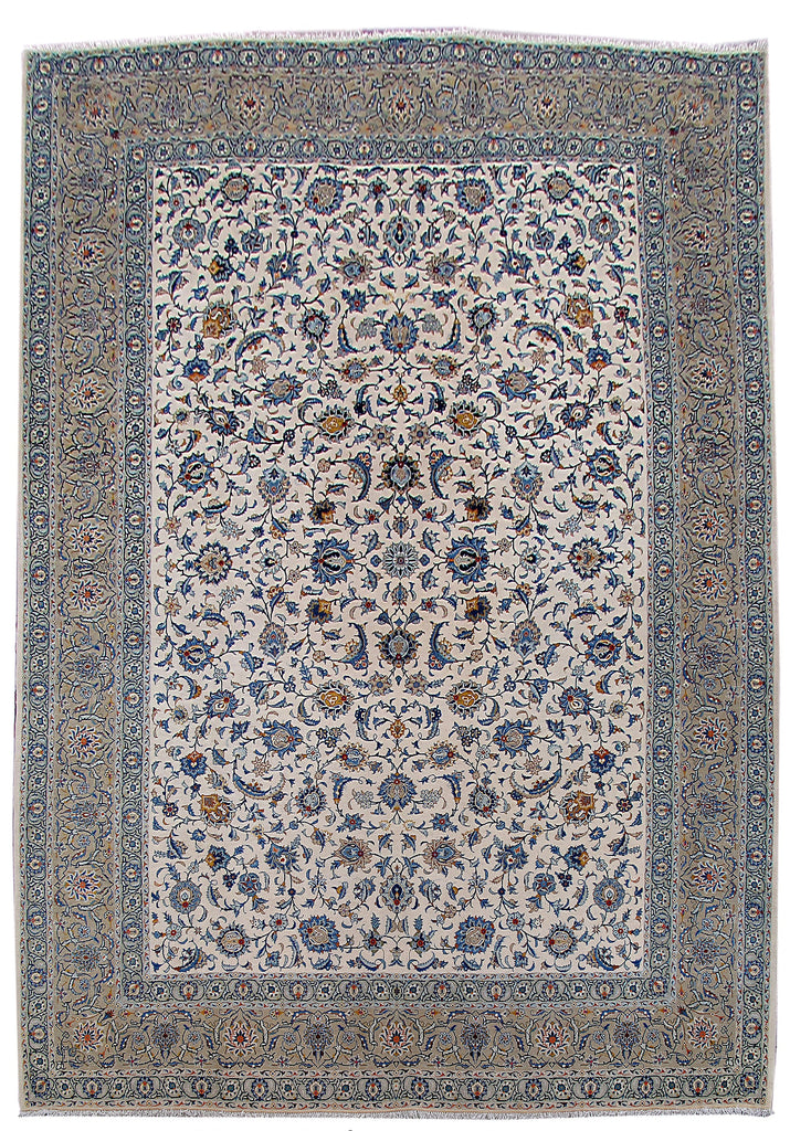 9.3 x 13.4 Ivory Persian Kashan Rug 80704