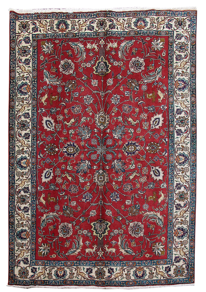 7.1 x 10.5 Red Persian Tabriz Rug 80767