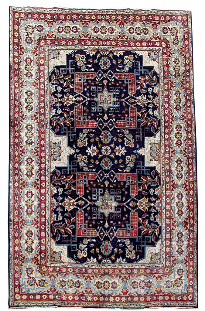 6.6 x 9.11 Navy Blue Persian Sarouk Rug 80818