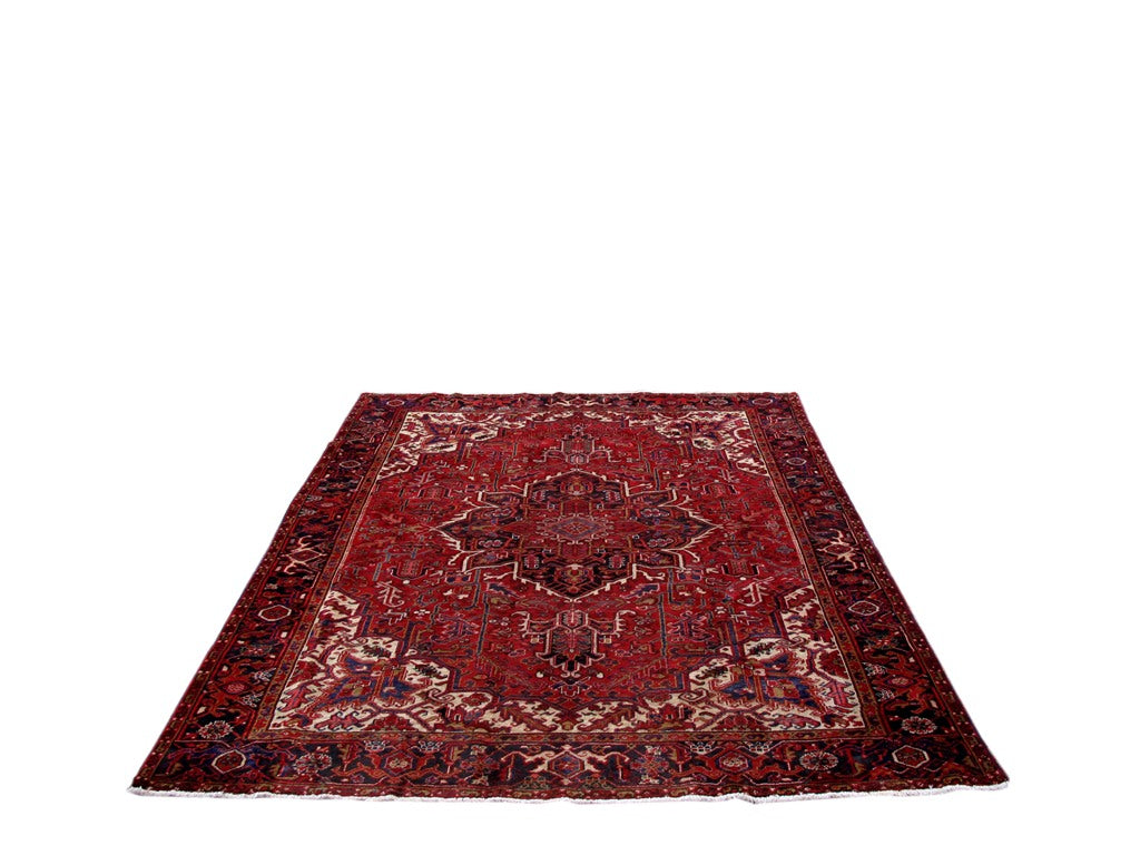 7.11 x 9.5 Red Persian Heriz Rug #B-80880