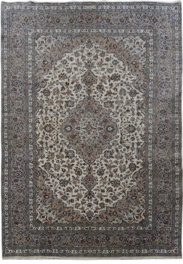 8.2 x 11.8 Bluish Grey Persian Signed Kashan Rug 81113