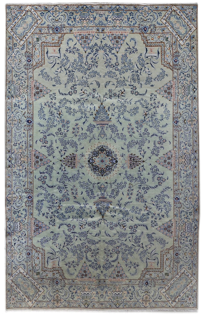 Kashan Blue Rug 10' x 15' Ocean Blue Persian Signed Kashan Rug 81218 | www.bestrugplace ...