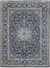 Load image into Gallery viewer, 9.4 x 12.8 Navy Blue Persian Signed Kashan Rug 81221
