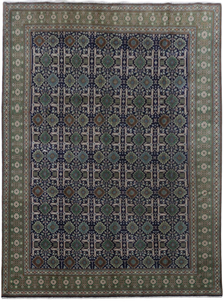 8.2 x 10.11 Navy Blue Persian Signed Tabriz Rug 81226