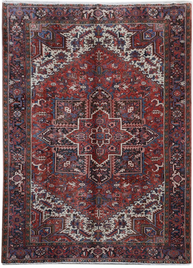 8.4 x 11.8 Dark Maroon Persian Heriz Rug 81272